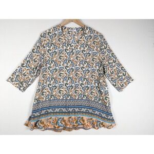 Koandaily Top Women Large Floral Paisley Elbow Sleeve Lightweight Casual Tunic